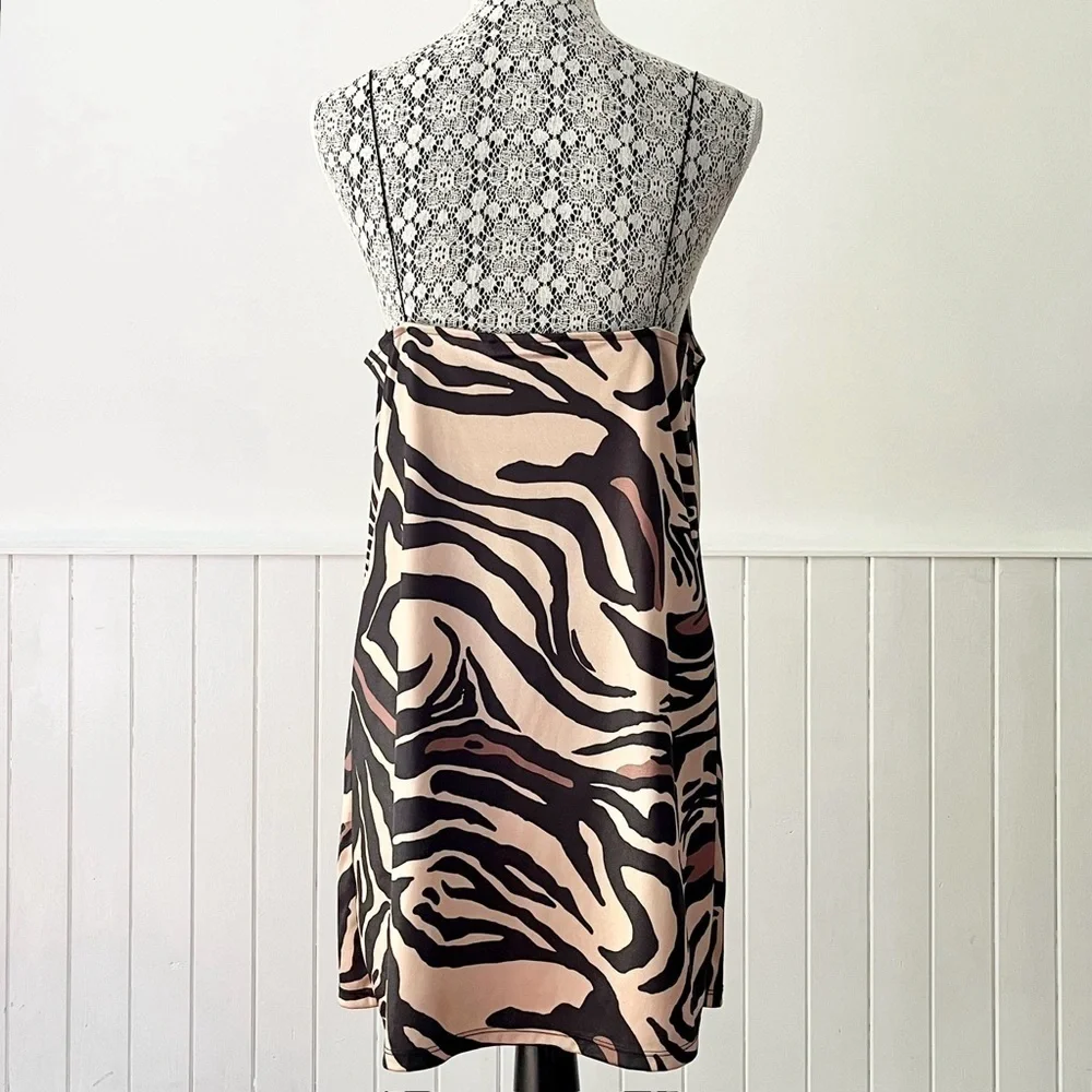 Zara Animal Print Slip Dress Size M - Picture 7 of 15